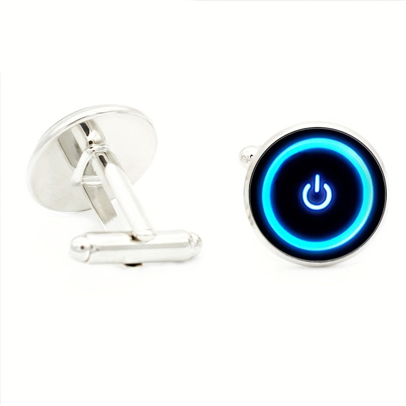 Glass Gem On Off Button Cufflinks for Men