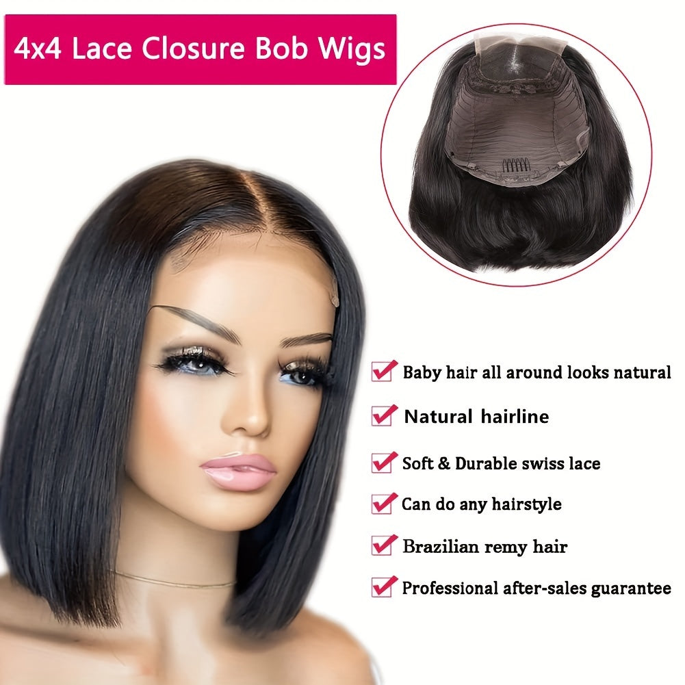 HD Lace Short Bob Wig 150 Density Human Hair Glueless Closure Wig