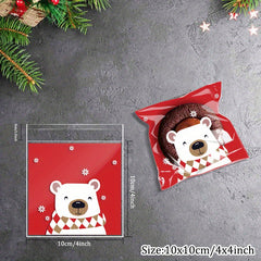 100pcs Christmas Santa Pattern Packaging Bag Random Christmas Style Candy Bag