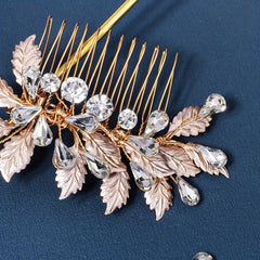 Ancient Style Rhinestone Hair Comb Leaf Insert Bridal Hair Accessorie
