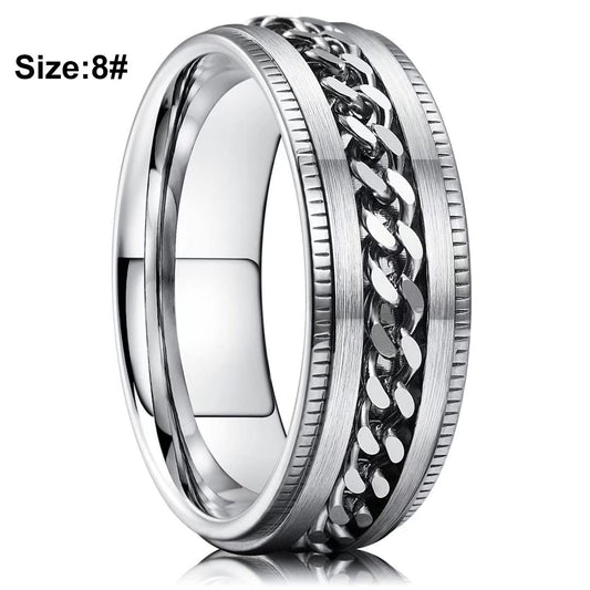 Men's Stainless Steel Ring with Chain