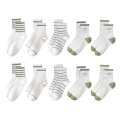 Women's Letter & Striped Mid Tube Socks 5-Pack