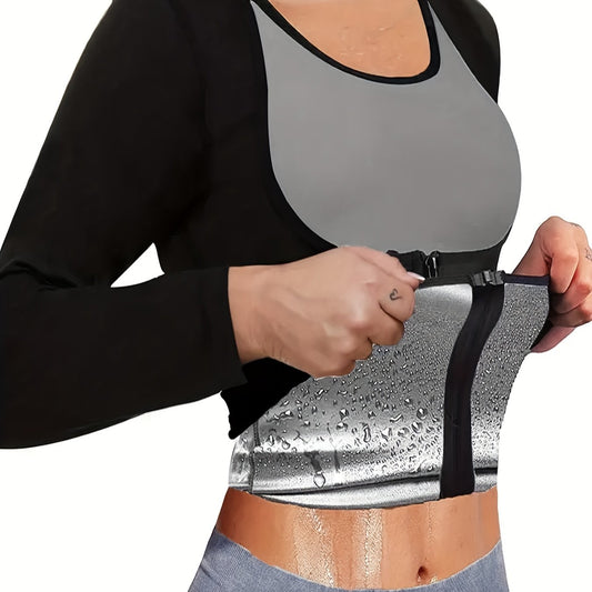 Women's Tummy Control Long Sleeve Sauna Sweat Shirt
