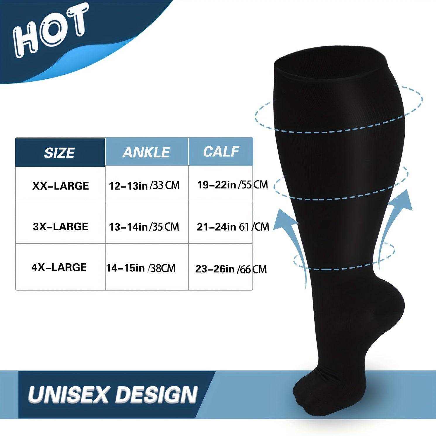 Copper Compression Socks 20-30 MmHg for Plus Size Women & Men