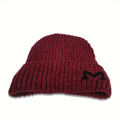Chenille Velvet Pullover Beanie Winter Hat Windproof Knitted Ski Hat