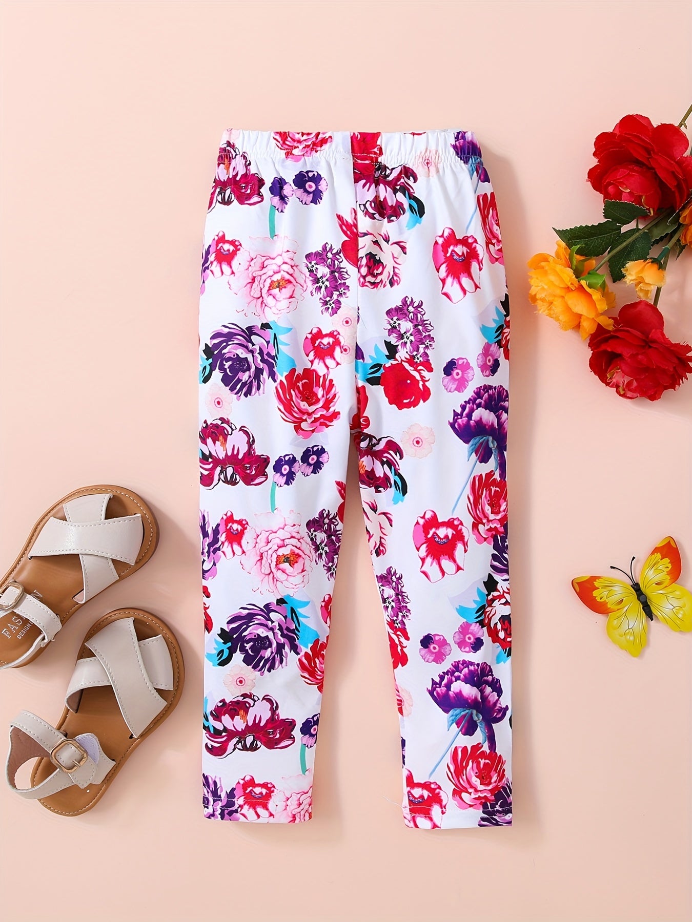 Baby Girls Floral Print Pants for Spring Summer Fall