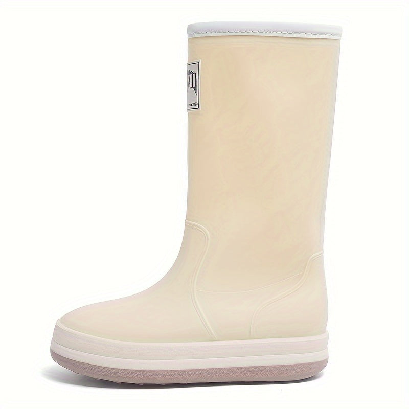 Solid Quick Drying Flat Rain Boots Waterproof Non Slip Thickened Outdoor PVC Cas