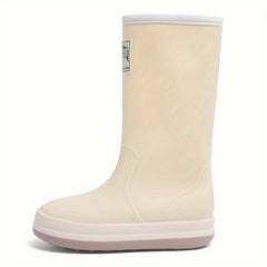 Solid Quick Drying Flat Rain Boots Waterproof Non Slip Thickened Outdoor PVC Cas