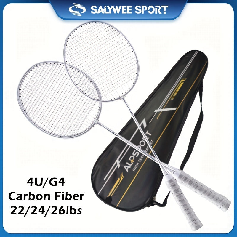 2pcs Carbon Fiber Badminton Rackets With Bag Beginner Training Sport Racket