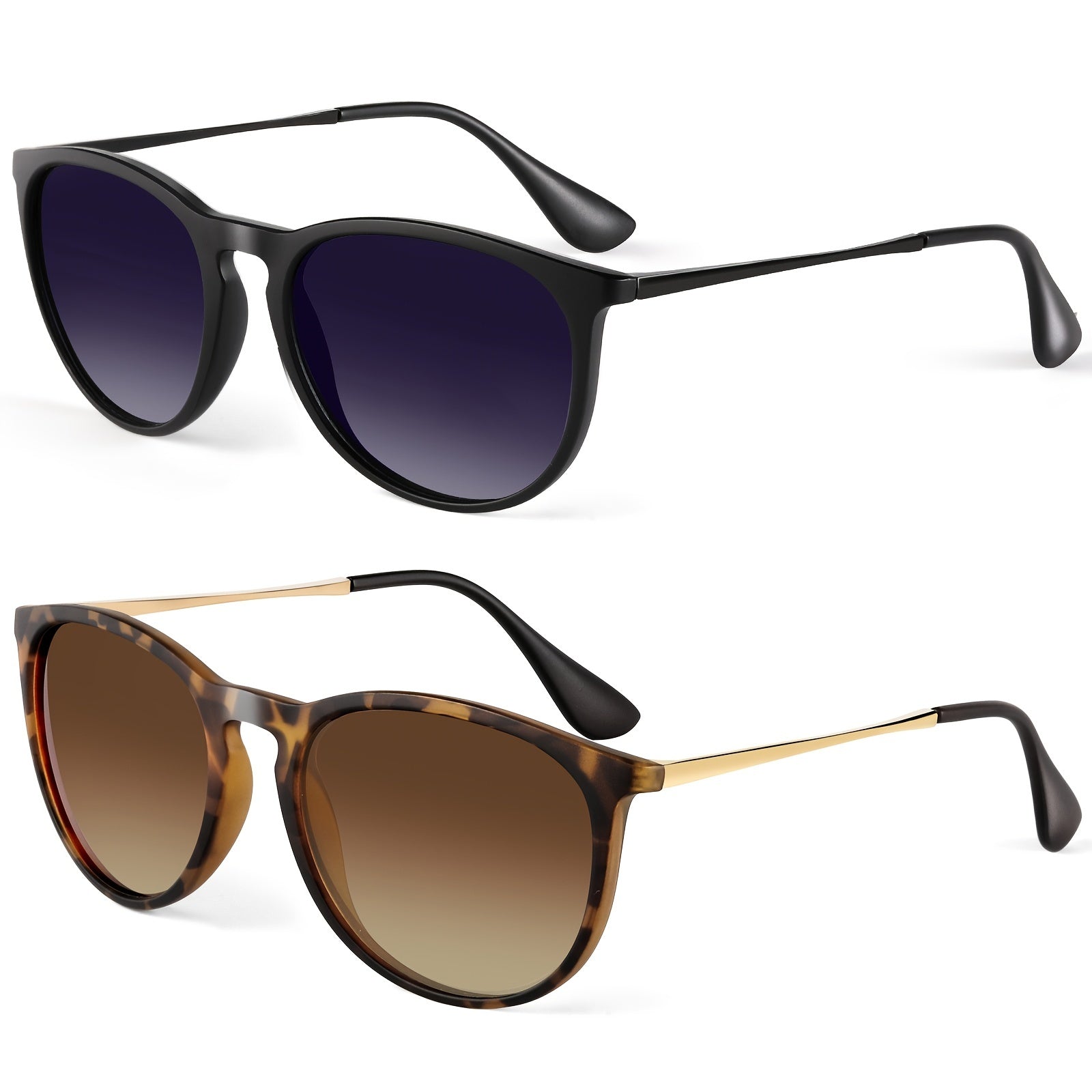 Polarized Round Frame Sunglasses Vintage Style for Men and Women