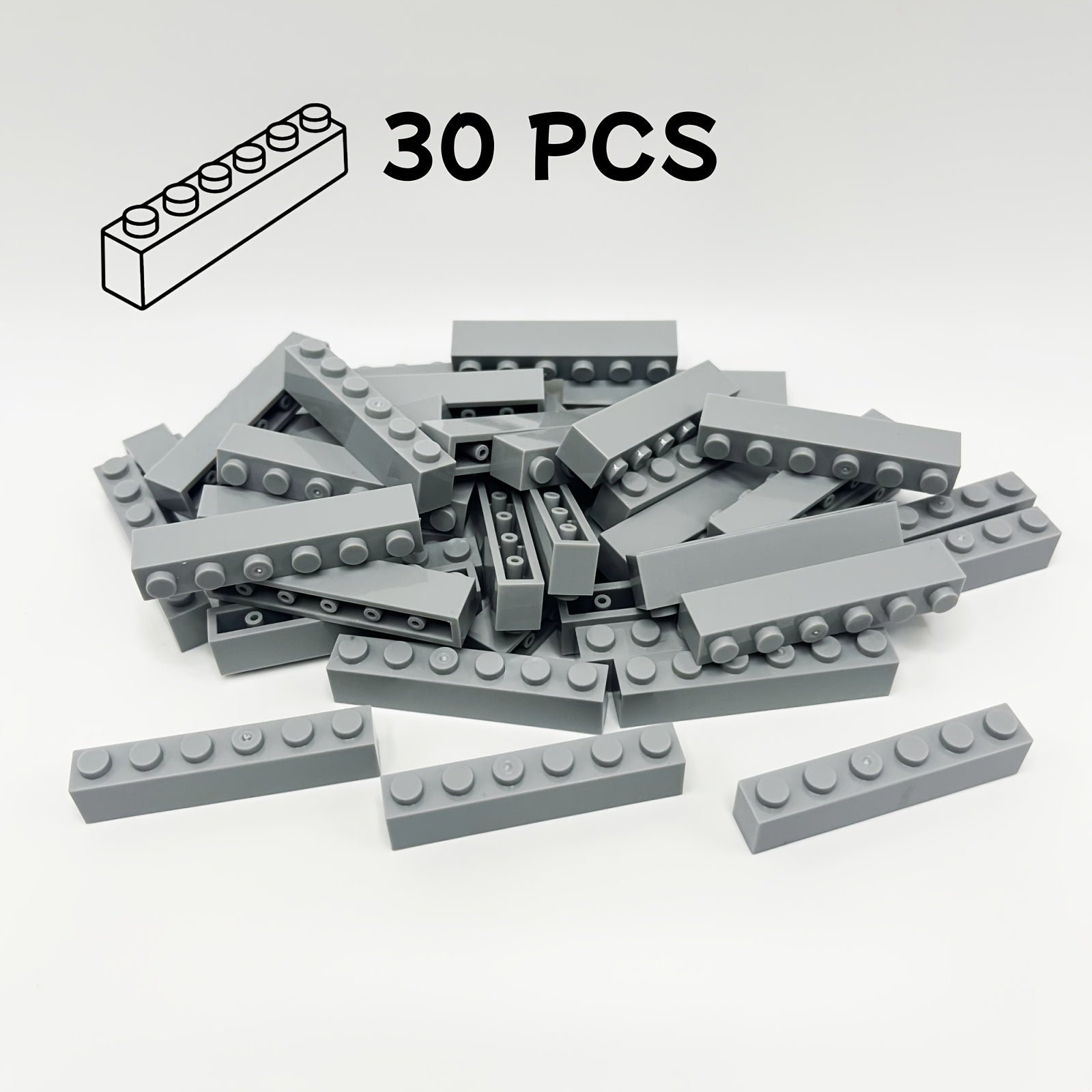 30pcs Multicolor Blocks 1x6 Studs Hole Small Building Block Toy