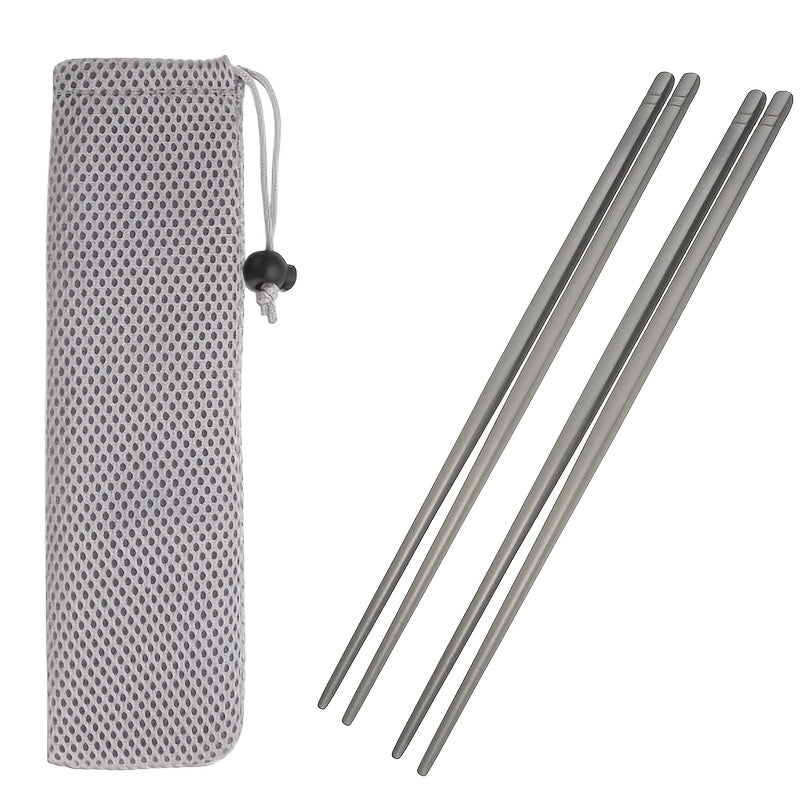 2 Pairs Titanium Chopsticks Reusable Cutlery Kitchen Tools