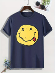 Men's Happy Face Print T shirt Active Tee Outdoor