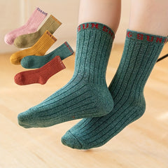 5pcs Girls Kids Breathable Crew Socks for Spring Autumn Winter