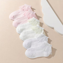6 Pairs Multicolor Mesh Dance Princess Lace Short Socks Girls