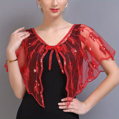 1920s Beaded Sequin Shawl Flapper Cape