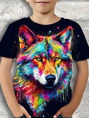 Wolf Graphic T Shirt for Boys 3D Digital Print Stretch Tee