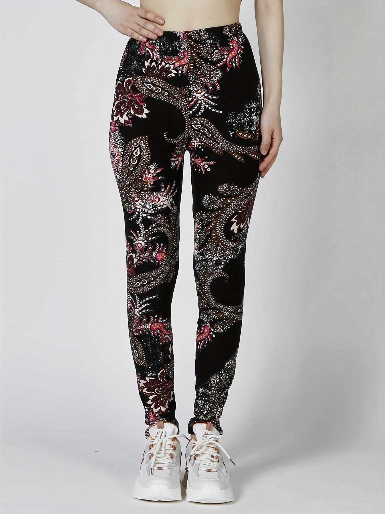 Floral Print Skinny Leggings Casual Stretchy Leggings Women's Clothing