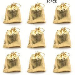 30pcs Golden Cloth Bags Jewelry Bags Gift Bags Drawstring Organza Jewelry Bags