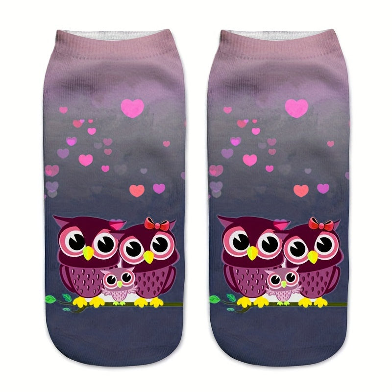 Cute Owl Print Halloween Low Cut Socks Women's Stockings