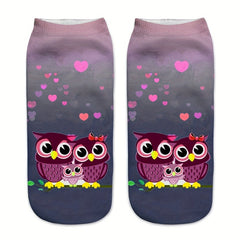 Cute Owl Print Halloween Low Cut Socks Women's Stockings