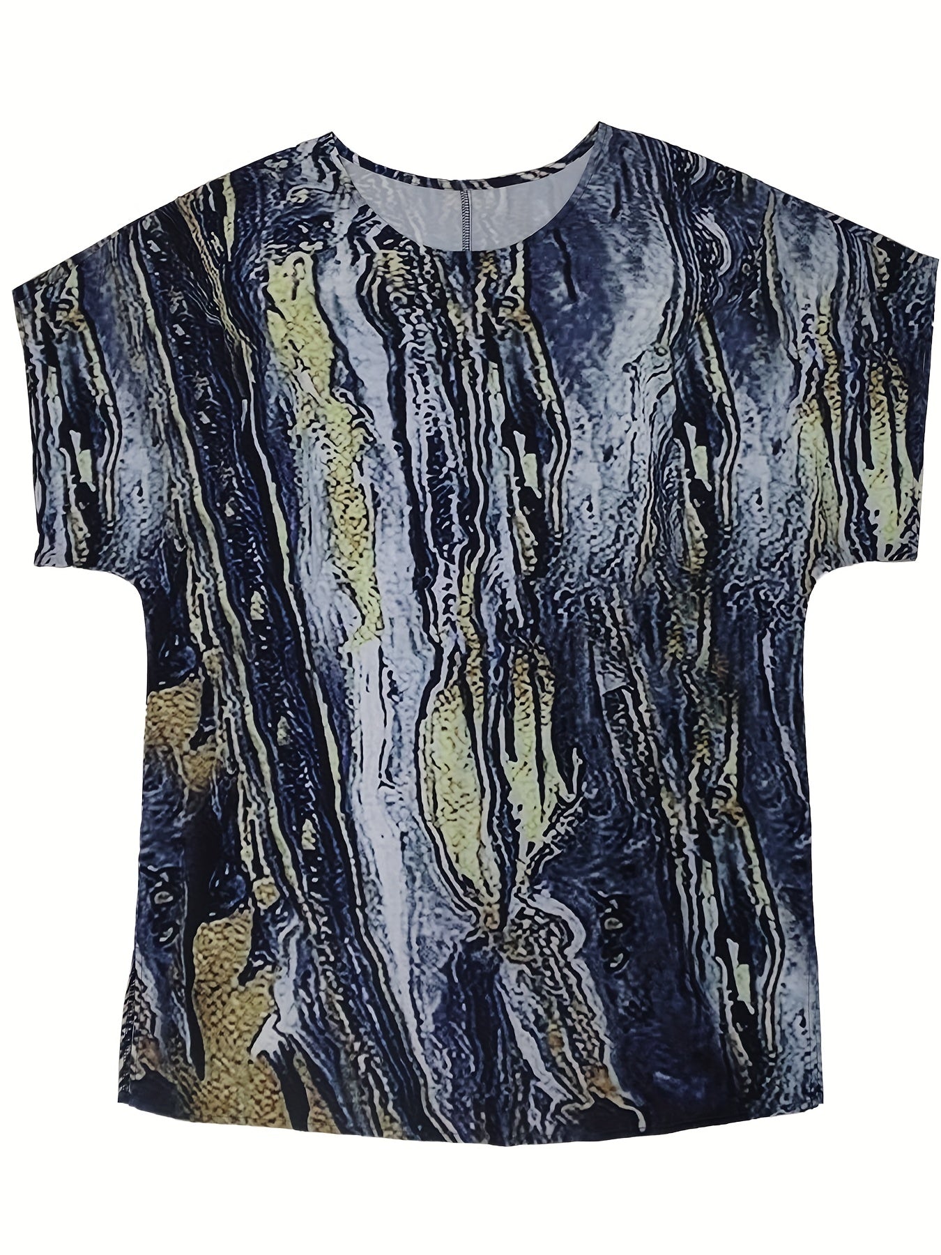Tie Dye Drop Shoulder Round Neck Blouse