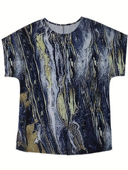 Tie Dye Drop Shoulder Round Neck Blouse