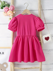 Toddler Girls Puff Sleeve Princess Dress For Party