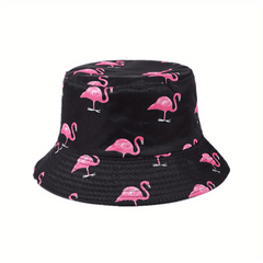 Flamingo Print Double Sided Bucket Hat Sun Protection Hat