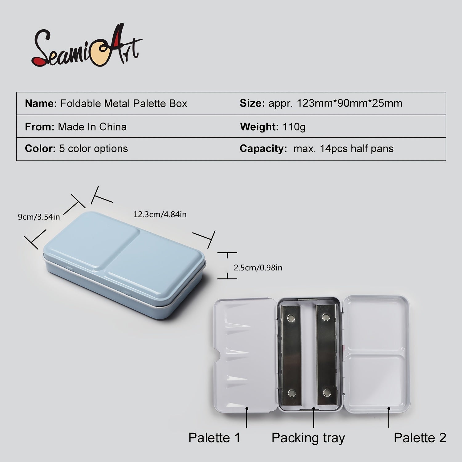 SeamiArt 12 Colors Portable Painting Palette Box for Travel