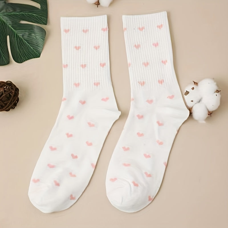 Heart Print Socks Comfy Mid Tube Women's Stockings