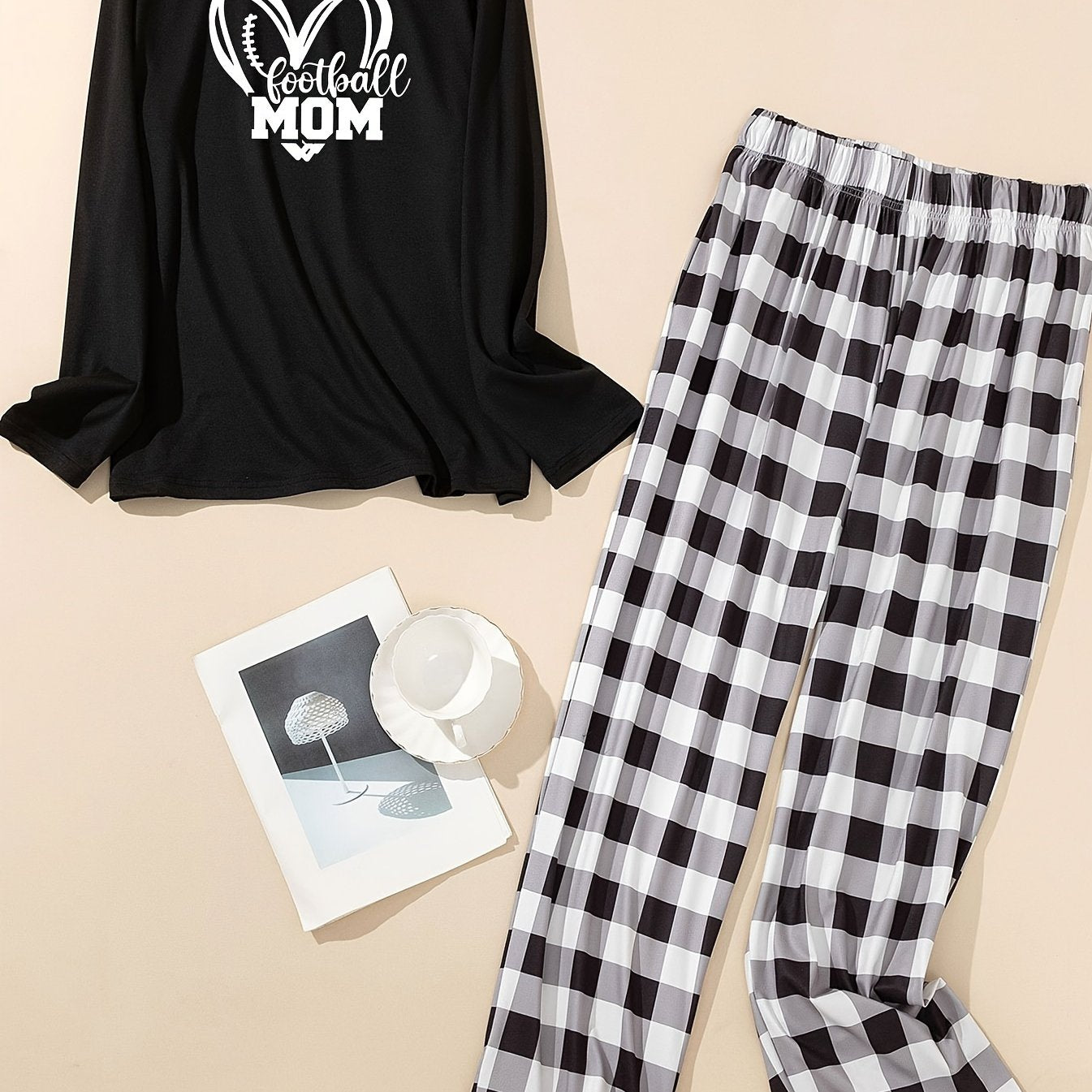 Heart Rugby & Letter Print Lounge Set