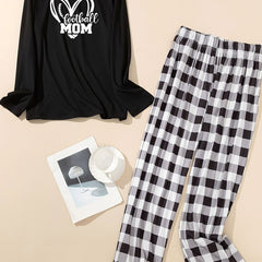 Heart Rugby & Letter Print Lounge Set