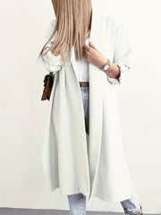 Solid Shawl Collar Overcoat Casual Slit Coat for Fall & Winter