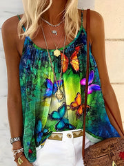 Butterfly Print Spaghetti Strap Cami Top