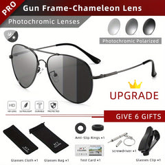 CLLOIO Titanium Polarized Sunglasses Photochromic Sun Glasses
