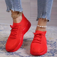Women's Textured Knit Running Shoes Lightweight Casual Sneakers