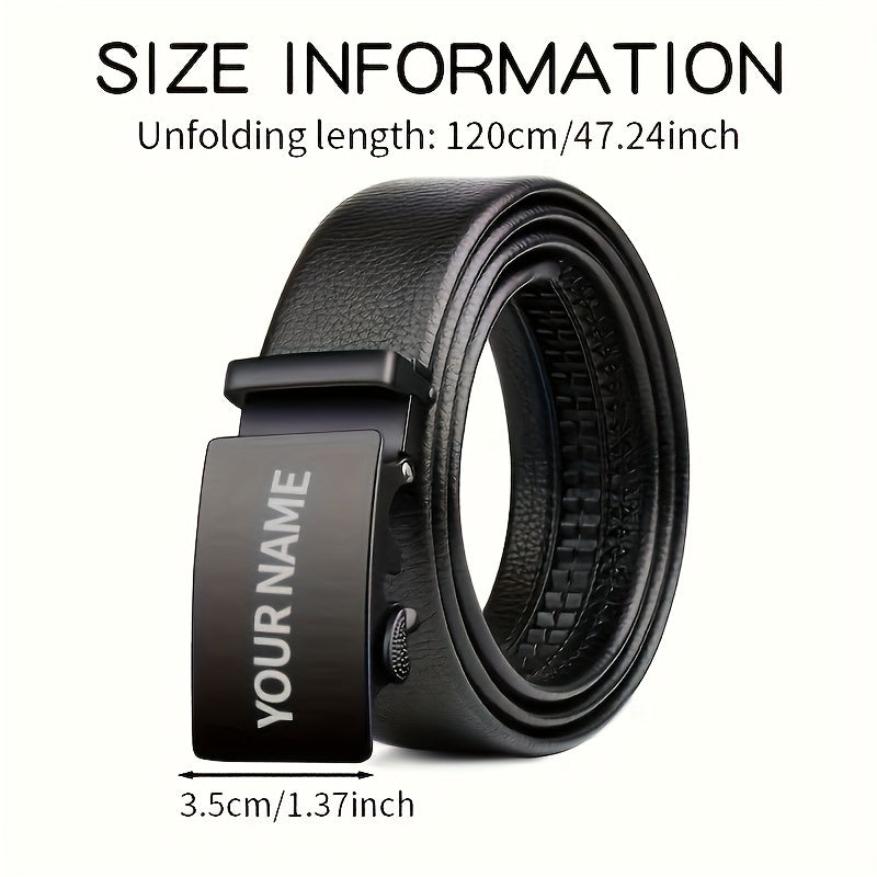 Personalized Carved Men's Belt with Automatic Buckle