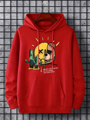 Smile & Teddy Bear Print Hoodie Men's Pullover Sweatshirt