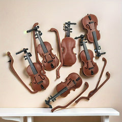 Wood Grain Violin Plastic Dollhouse Christmas Decor Santa Shooting Prop