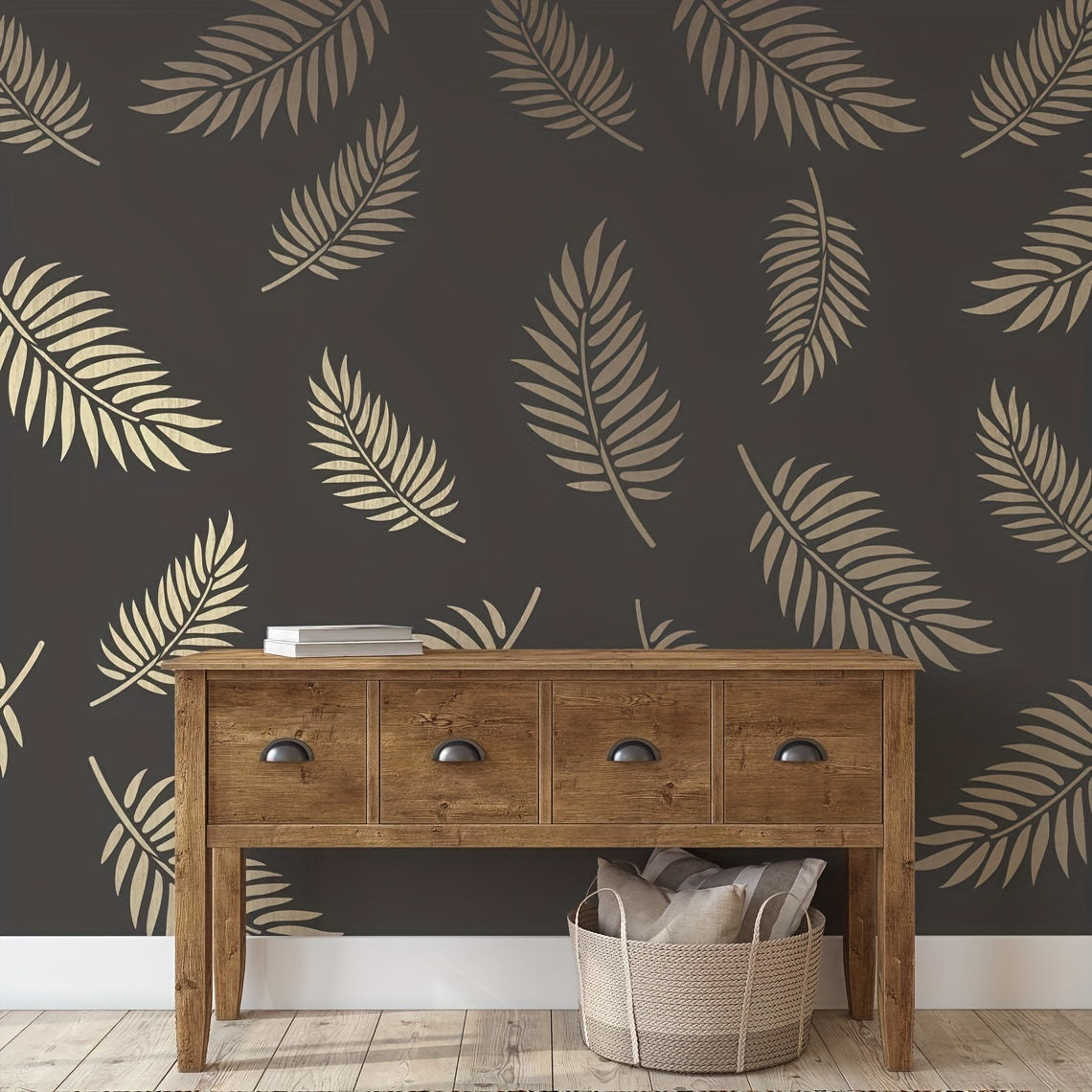 Large Reusable Palm Leaves Wall Stencil - Home Painting Decor