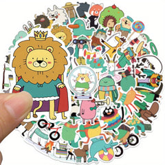 50pcs Animal Zoo Stickers Waterproof Retro Vintage for Laptop Phone
