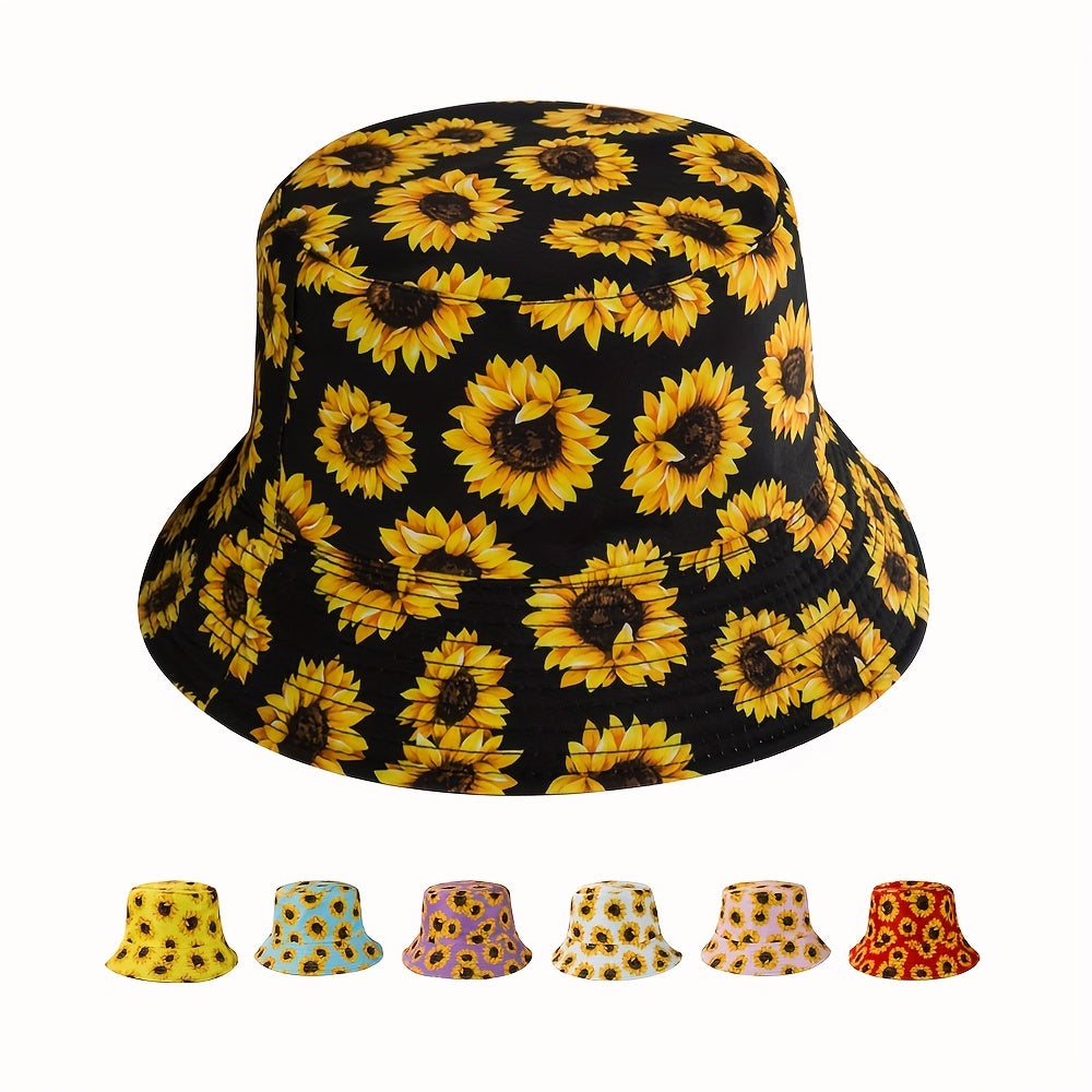 Unisex Floral Pattern Bucket Hat Double Sided Sun Hat