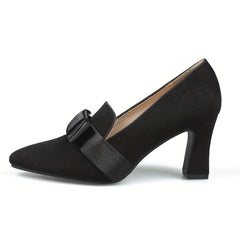 Women's Bowknot Slip-On Cone Heel Shoes
