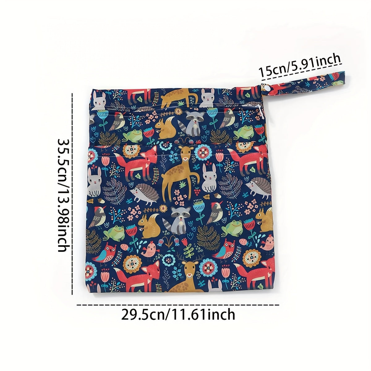 Cartoon Printed Kids' Double Zipper Waterproof Diaper Bag