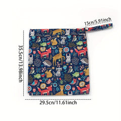 Cartoon Printed Kids' Double Zipper Waterproof Diaper Bag