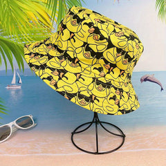 Unisex Duck Print Sunshade Bucket Hat for Outdoor Travel