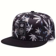 Men's Hip Hop Leaf Weed Cannabis Trucker Hat Snapback Embroidered Flat Brim