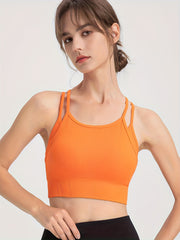 Spaghetti Strap Sports Bra Beauty Back Fitness Workout Running Crop Top