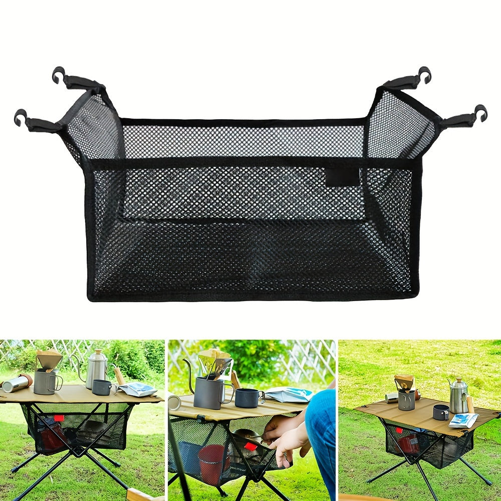 Under Table Hanging Mesh Pouch Organizer Camping Equipment